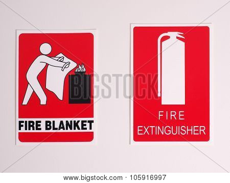 Fire Blanket and extinguisher location signs