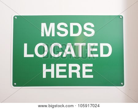 Material Safety Data Sheet MSDS location sign