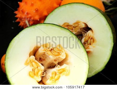Exotic Fruits: Melon, Kiwano And Orange