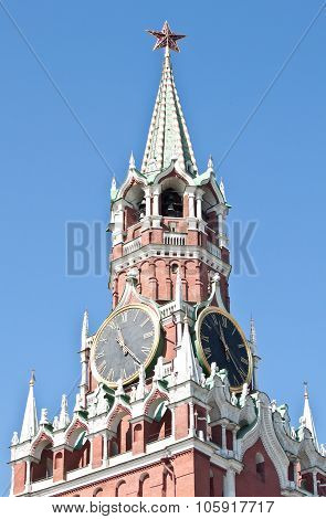Spasskaya Tower In Moscow Kremlin, Russia