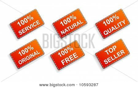 Sechs rote Business-Promo-Sticker