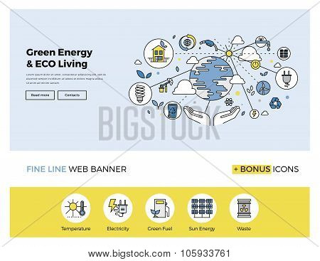 Green Energy Flat Line Banner