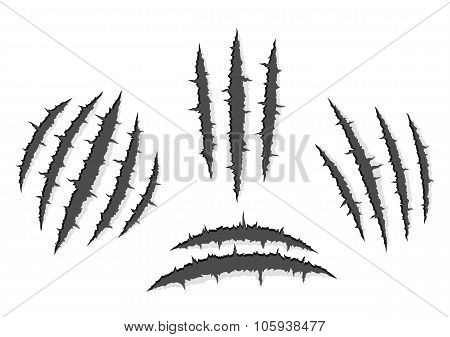 Monster Claw, Hand Scratch, Rip Through White Background