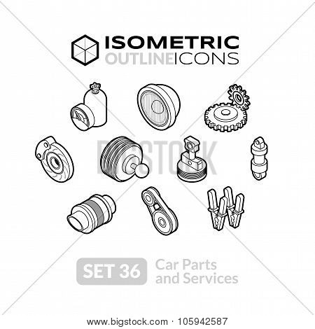 Isometric outline icons set 36