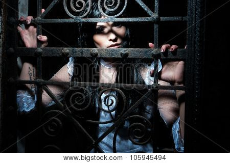 Witch from a crypt in the cemetery