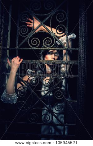 Witch from a crypt in the cemetery