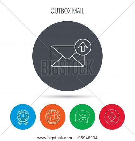 Mail outbox icon. Email message sign.