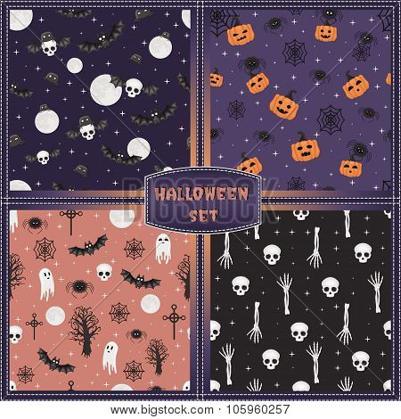 Halloween set of seamless patterns.