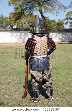 Japanese samurai with old rifle