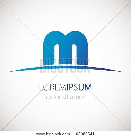 Letter M logo icon. Vector design template. Blue business logotype