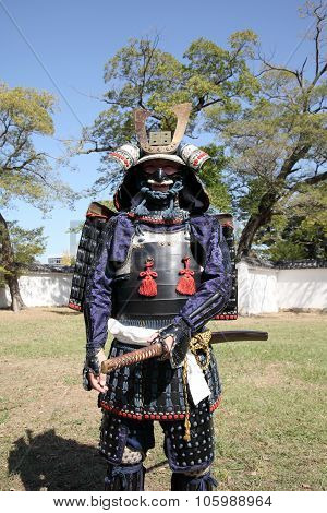 Japanese samurai with katana sword