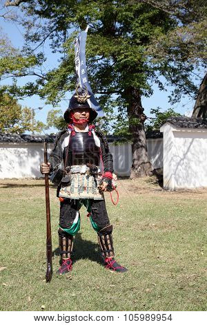 Japanese samurai with fire lock rifle