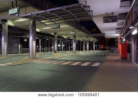 Bus Station In City  Udine, Italy At Night