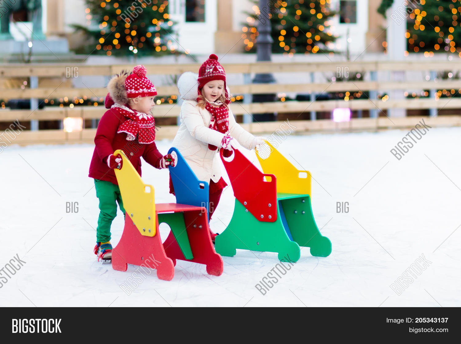 Kids Ice Skating Image & Photo (Free Trial) Bigstock