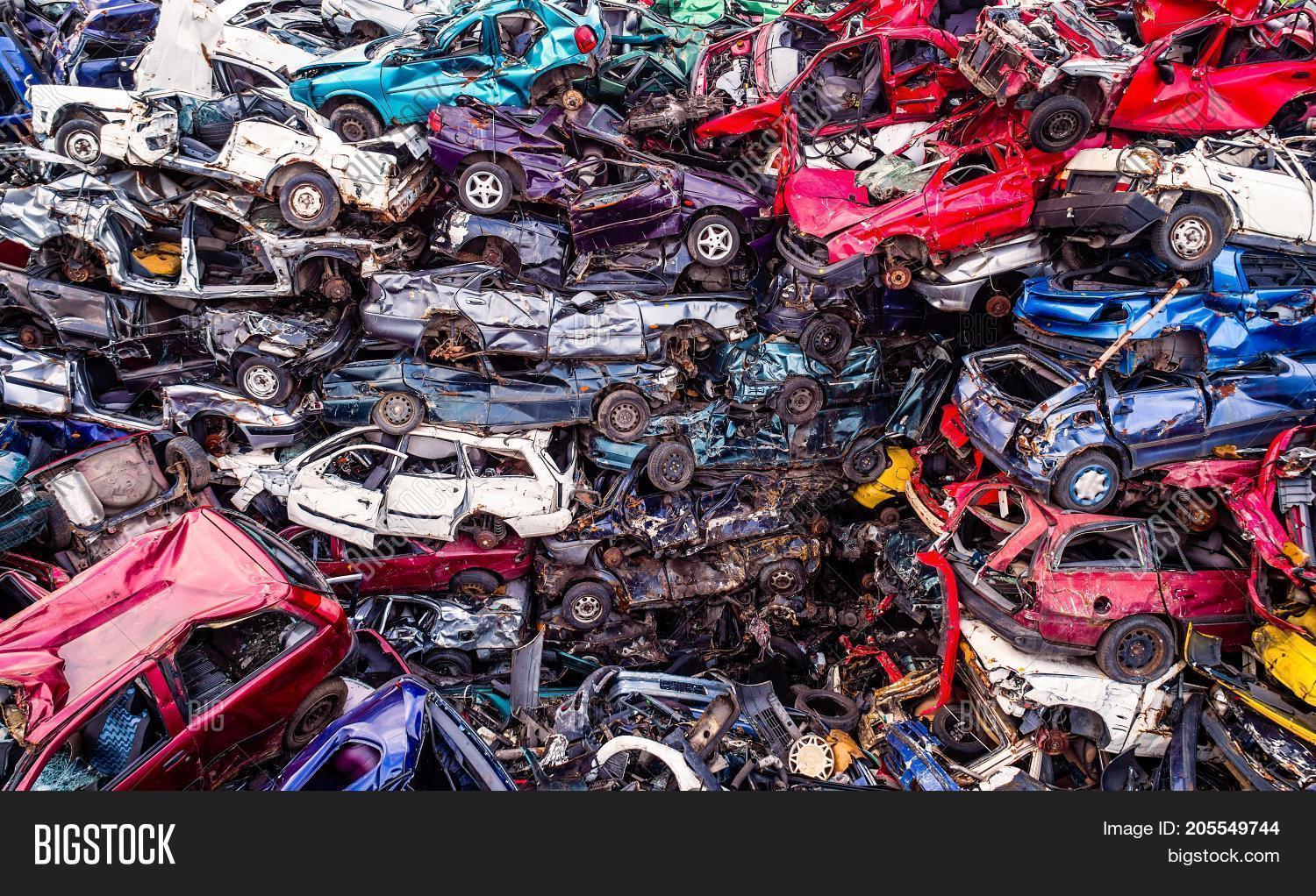 Scrapped Cars Stacked Image & Photo (Free Trial) Bigstock
