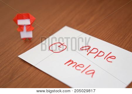 Italian; Learning New Language With Fruits Name Flash Cards