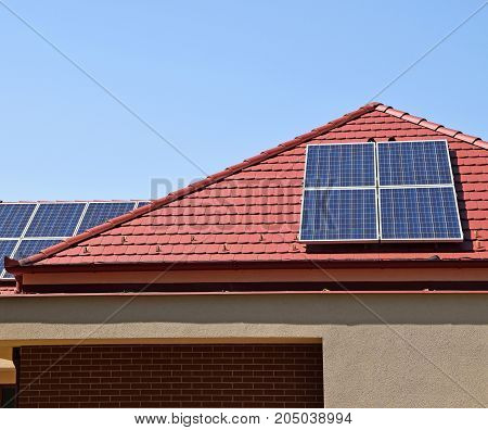 Soler panels on the roof of a house