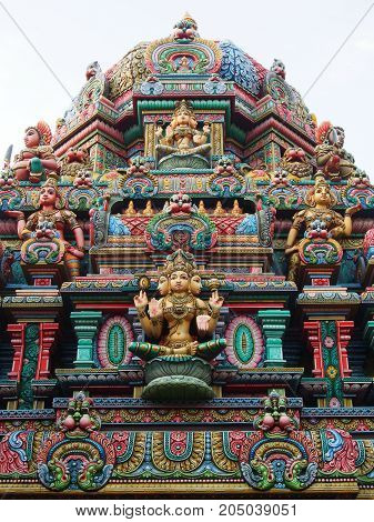 The Colorful Hindu Temple In Bangkok , Thailand