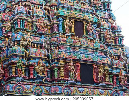 The Colorful Hindu Temple In Bangkok , Thailand