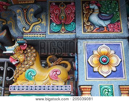 The Colorful Hindu Temple In Bangkok , Thailand