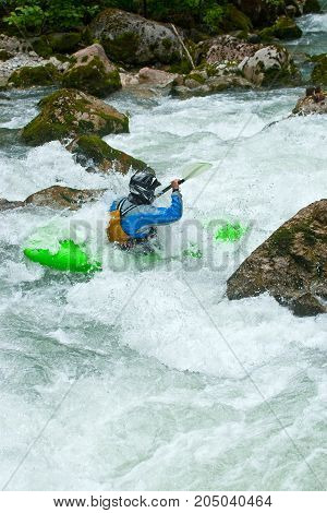 Kayak trip on the waterfalls in Norway. July 2010