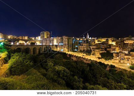 Night Ragusa Town View, Sicily, Italy