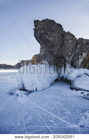 Lake Baikal, Oltrek Island. Winter