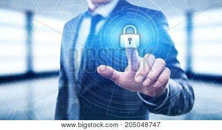 Cyber Security Lock on Digital Screen Data Protection Business Technology Privacy concept.