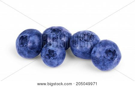 Stack of blueberries isolated on white with clipping path