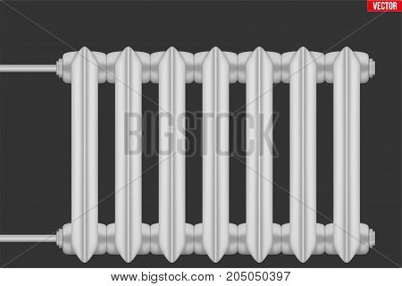Vintage Metal Heating radiator. Central heating system equipment. Water and steam model for wall. Vector Illustration