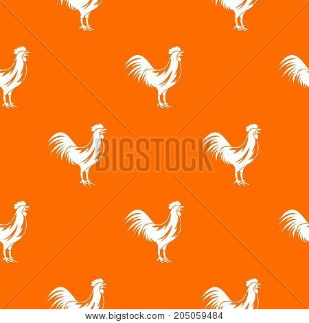 Gallic rooster pattern repeat seamless in orange color for any design. Vector geometric illustration