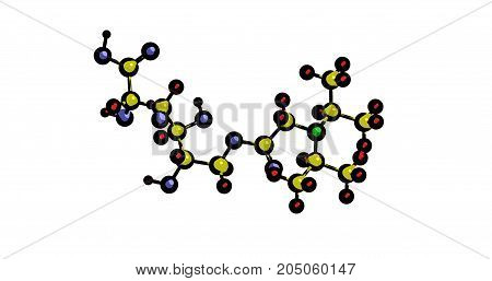 Molecular structure of Pangamic acid (so called pangamate or vitamin B15) 3D rendering