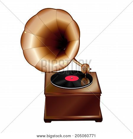Realistic  vector illustration of a vintage gramophone