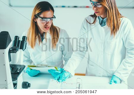 Biotechnology Research In The Lab, Toned Image, Two Women