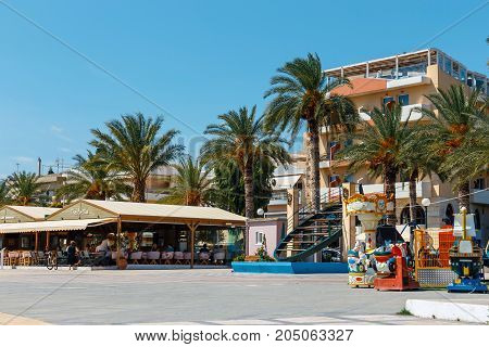 Sitia, Crete, Greece - June 11, 2017: The Pictursque Port Of Sitia, Crete, Greece. Sitia Is A Tradit
