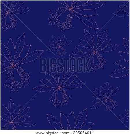 Seamless Pattern With Rododendron Flowers And Leaves. Vector