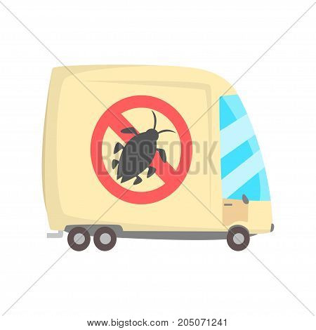 Pest controll service van cartoon vector illustration isolated on a white background