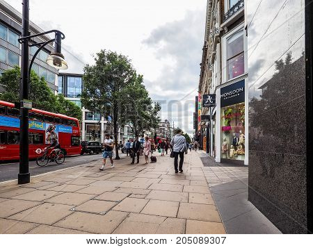 People In Oxford Street In London, Hdr