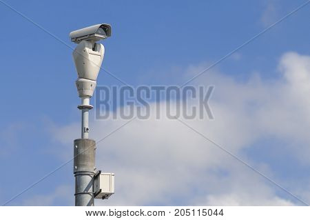 A security camera out of an airport in London