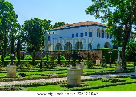 ACRE, ISRAEL - SEPTEMBER 18, 2017: View of the Bahai gardens and shrine in Acre (Akko) Israel