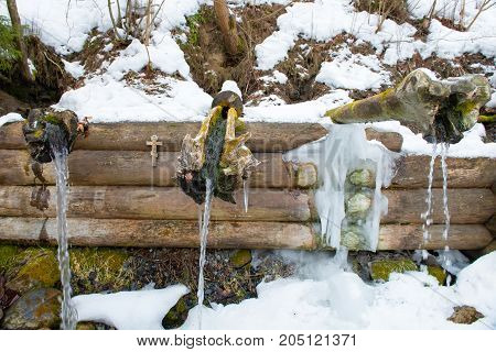 Holy spring gremyachiy Klyuch. Svyatogorye. Moscow region Sergiev Posad district village Vzglyadnevo