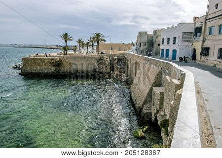 Mahdia.Tunisia.May 23 2017.The streets and the coast of Mahdia in Tunisia