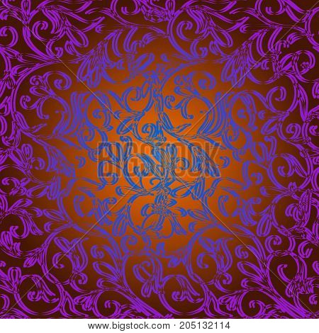 Background with ornament in violet colors. Illustration.