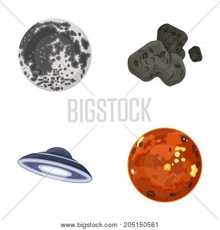 Moon, Venus of the planet of the solar system. Nil, a meteorite. Planets set collection icons in cartoon style vector symbol stock illustration .