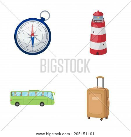 Vacation, travel, lighthouse, compass .Rest and travel set collection icons in cartoon style vector symbol stock illustration .