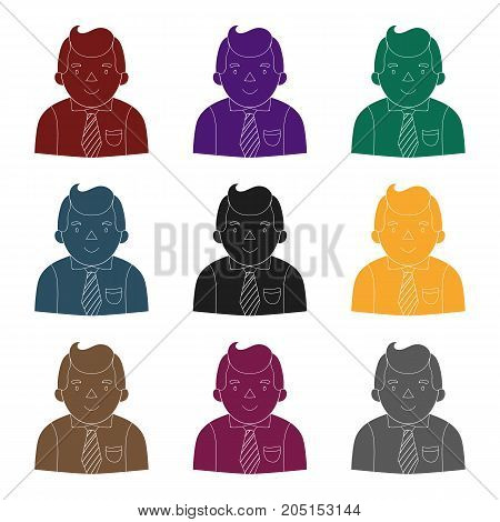 Businessman icon in black design isolated on white background. Conference and negetiations symbol stock vector illustration.