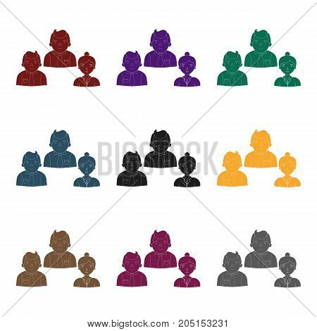 Business partners icon in black design isolated on white background. Conference and negetiations symbol stock vector illustration.