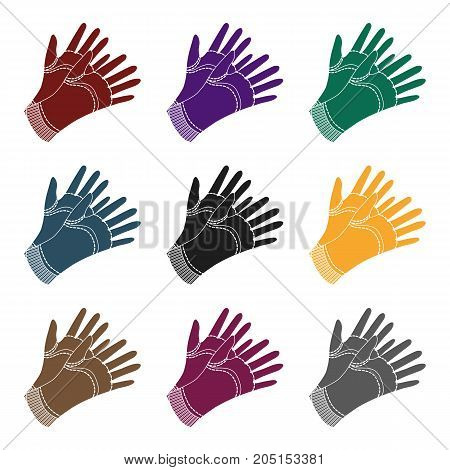 Garden gloves to work with the land in the garden. Protective gardener clothing.Farm and gardening single icon in black style vector symbol stock web illustration.