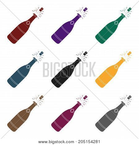 A bottle of champagne with a cork.Party and parties single icon in black style vector symbol stock web illustration.
