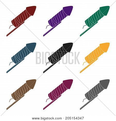 Salute of a rocket on a stick.Party and parties single icon in black style vector symbol stock web illustration.